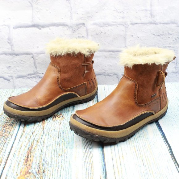 MERRELL Tremblant Pull On Polar Shearling Boots Oak Leather Size 5.5 - Picture 2 of 9